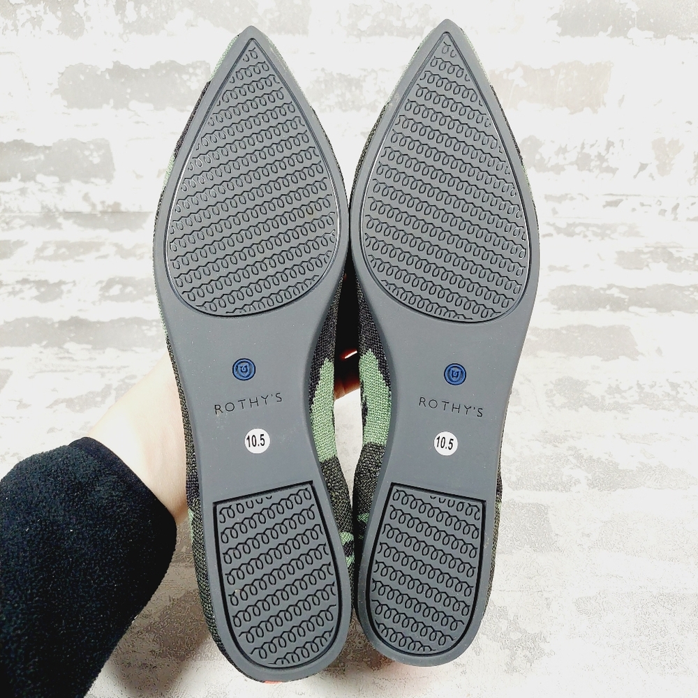 New Rothy’s The Point Olive Camo Slip On Ballet Flat Shoes W80 - Picture 8 of 10
